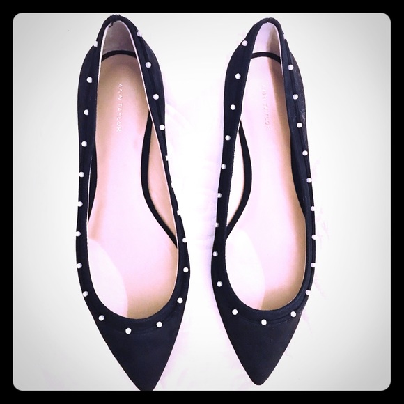 Ann Taylor Shoes - NWT Ann Taylor Sylvia Suede Pearl Trim Flats
